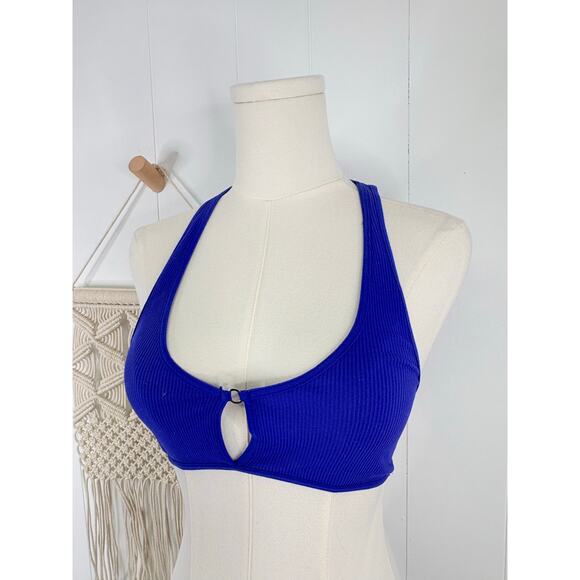 Intimately Free People Chalice Ribbed Keyhole Bra Womens XS Small Blue Bralette - Picture 2 of 7